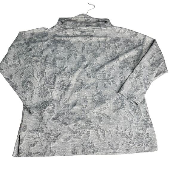 Talbots Women’s Large Gray Cowl Neck Pullover Sweatshirt Top Floral Print Pocket - Picture 2 of 10